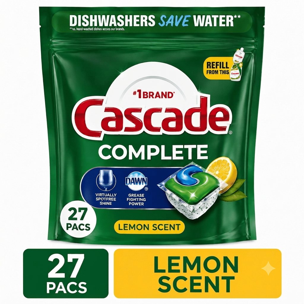 Dishwasher Detergent Pods 9-in-1 ActionPacs – No Pre-Wash, Shine Boost, Fresh Scent | 27 / 92 / 103 Count Value Pack