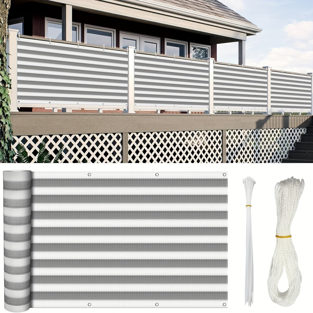 Balcony Privacy Net 3x16ft Fence Cover Mesh Shade Net Windproof Sun Shade Outdoor Screen for Patio Fence Backyard Porch 9 Colors