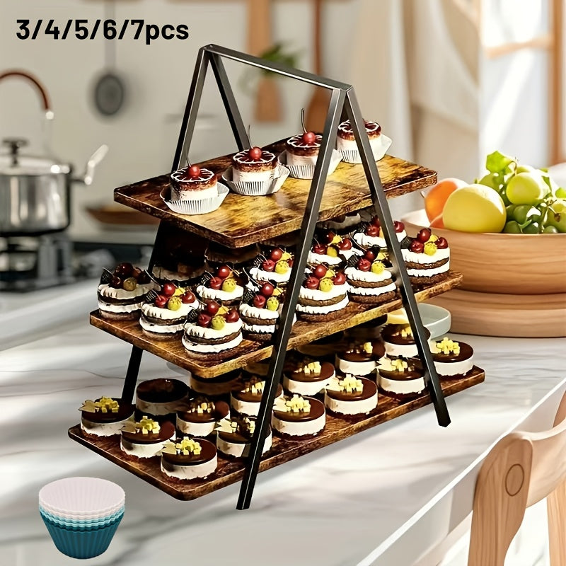 Wire Cooling Rack Set Collapsible Stainless Steel with Muffin Cup Slots - Baking Rack for Cakes, Cupcakes, BBQ & Drying, Stackable Oven Safe Cooling Grid