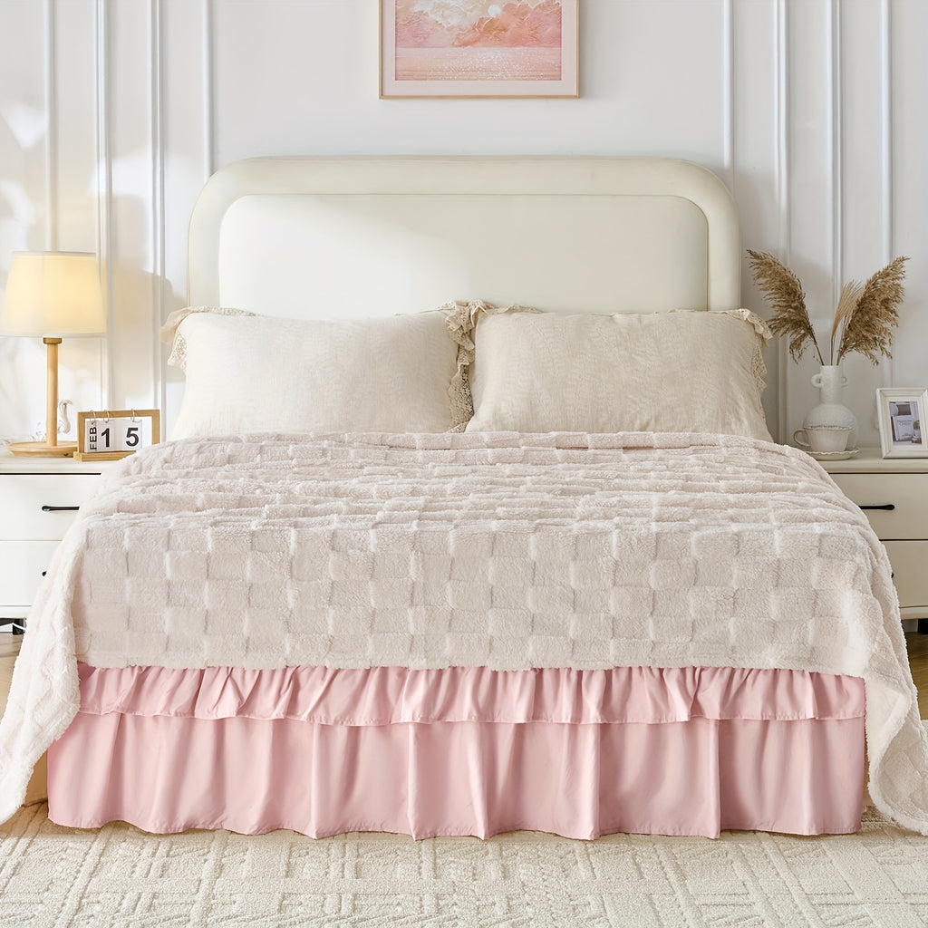 Dust Ruffle Bed Skirt 16 Inch Drop Elastic Wrap Around – Double Ruffle Easy Install Machine Washable, Twin Full Queen King CK, 10 Colors