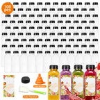 Plastic Juice Bottles with Caps 12oz 16oz Bulk Set 100 118 142 Pcs - Empty Bottles with Labels Funnel & Brush for Juice Smoothie Tea Coffee Party | Nuvia Haven