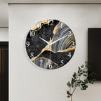 Modern Large Glass Wall Clock with Marble Texture – Silent Non-Ticking, 14, 20 & 24 Inch, AA Battery, Luxury Wall Decor for Living Room, Bedroom, Kitchen & Office, Housewarming Gift