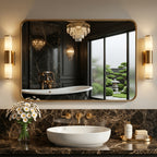 Metal Framed Rounded Rectangle Wall Mirror for Bathroom – Over Sink, Horizontal or Vertical Hanging, Modern Farmhouse Decor, Matte Black, Gold & Silver, Multiple Sizes 16x20 to 36x48 In