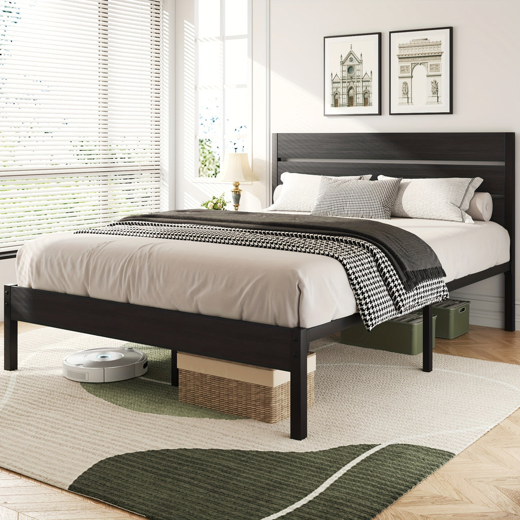 Metal Platform Bed Frame with Headboard & Footboard | 12.2" Under-Bed Storage, 800 lbs Capacity, Noise-Free, No Box Spring Needed – Queen & Full, Rustic Grey