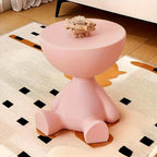 Bear Shaped Side Table Plastic Nightstand Cute Lamp Stand Coffee Cup Holder Compact Bedroom Living Room Decor Black Grey Coffee Green Pink