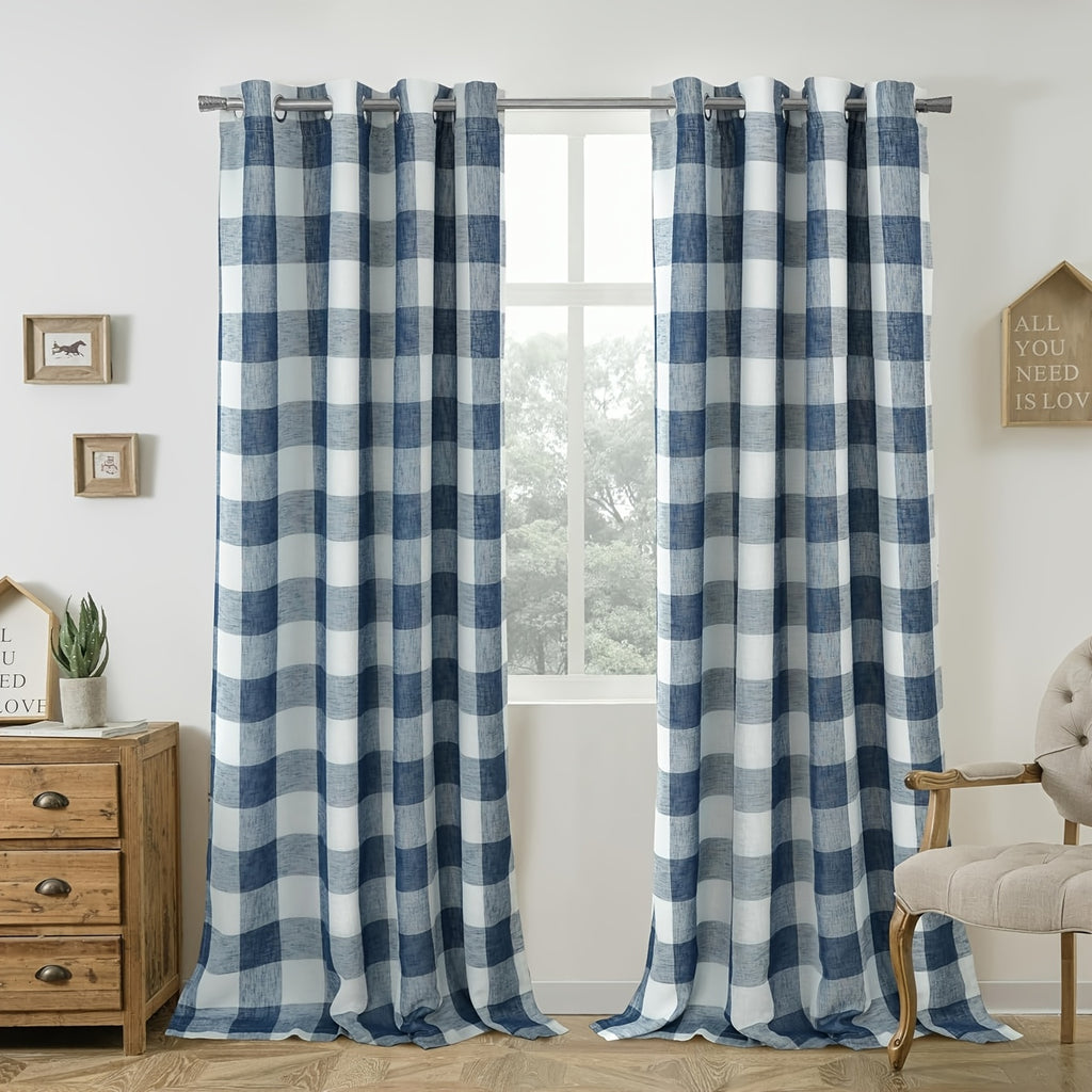 Buffalo Plaid Blackout Curtains Farmhouse Thermal Insulated Drapes | Room Darkening Window Panels for Bedroom Dining Room, 9 Colors 14 Sizes, Single or 2-Panel Set