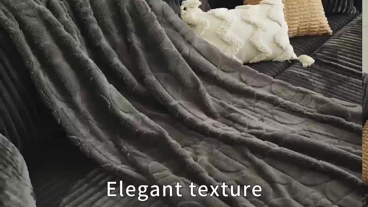 Geometric Pattern Throw Blanket Soft Fluffy Cozy Warm 3D Design Blanket for Couch Sofa Bed Camping Travel Lightweight Flannel Blanket White Blue Grey Multiple Sizes