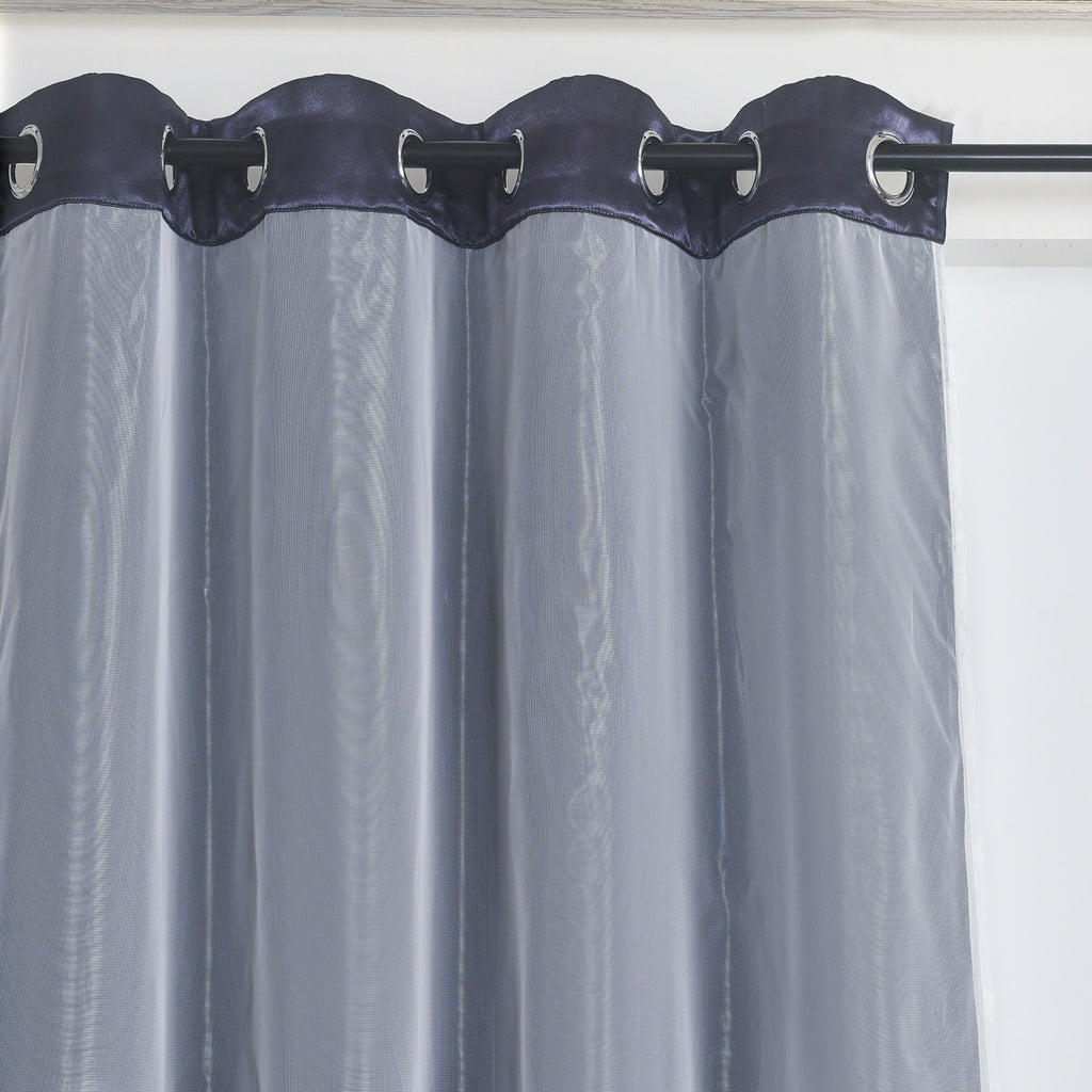 Double Layer Curtains Snowflake Embroidered Sheer Voile + Room Darkening Grommet Drapes – Thermal Insulated Tiebacks Included | 7 Colors Pack of 2