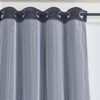 Double Layer Curtains Snowflake Embroidered Sheer Voile + Room Darkening Grommet Drapes – Thermal Insulated Tiebacks Included | 7 Colors Pack of 2