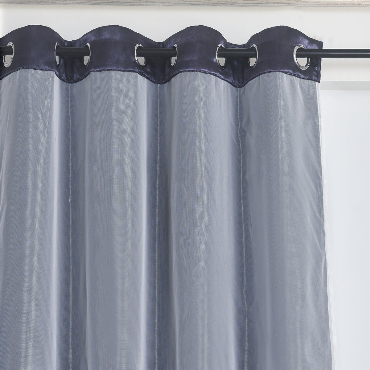 Double Layer Curtains Snowflake Embroidered Sheer Voile + Room Darkening Grommet Drapes – Thermal Insulated Tiebacks Included | 7 Colors Pack of 2