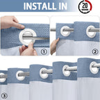 Hookless Waffle Shower Curtain Liner Set with Snap-In Liner Double Layer Window Panel – 6ft x 74.8 Inch Easy-Clean Polyester Bathroom Curtain for Home & Hotel