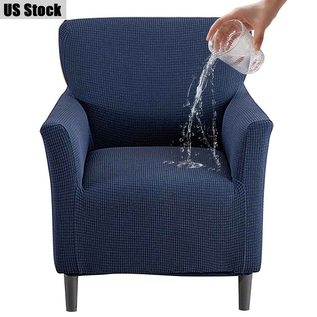 Elastic Stretch Armchair Sofa Cover, Corn Velvet Knit Non-Slip Solid Color Sofa Slipcover Protective Cover for Small Single Armrest Chair Living Room Pet-Friendly