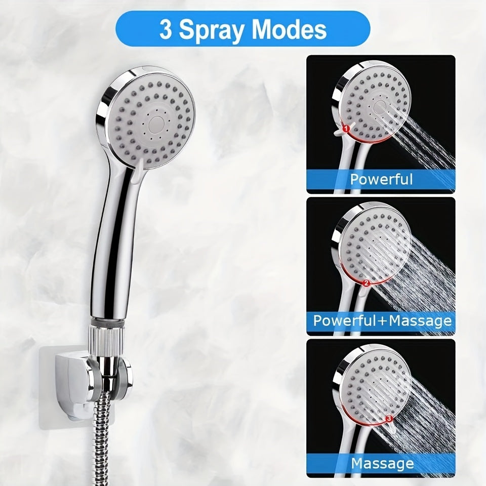 High Pressure Rainfall Handheld Shower Head Combo with 11-Inch Extension Arm 9 Spray Settings Anti-Leak Height Angle Adjustable Chrome Matte Black