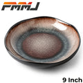 Irregular Deep Ceramic Plate 9 Inch Vintage Spotted Glaze – Unique Art Salad & Soup Bowl Plate Microwave Safe for Family Meals, Dinner Parties & Formal Events – Elegant Housewarming Gift