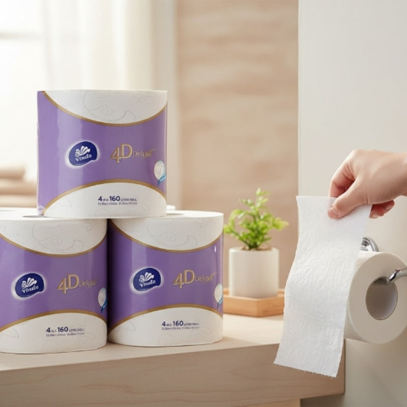 VINDA 4D Deluxe 4-Ply Ultra Soft Toilet Paper 10 Rolls – 100% Virgin Wood Pulp, No Lint Shedding, Fluorescent-Free, Septic Safe Bath Tissue for Home Bathroom