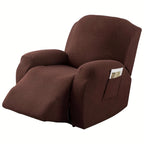 Recliner Sofa Cover 4pcs Set Jacquard Velvet High Elastic with Pocket – Removable Washable Chair & Sofa Protection Cover for Home Hotel, 7 Colors
