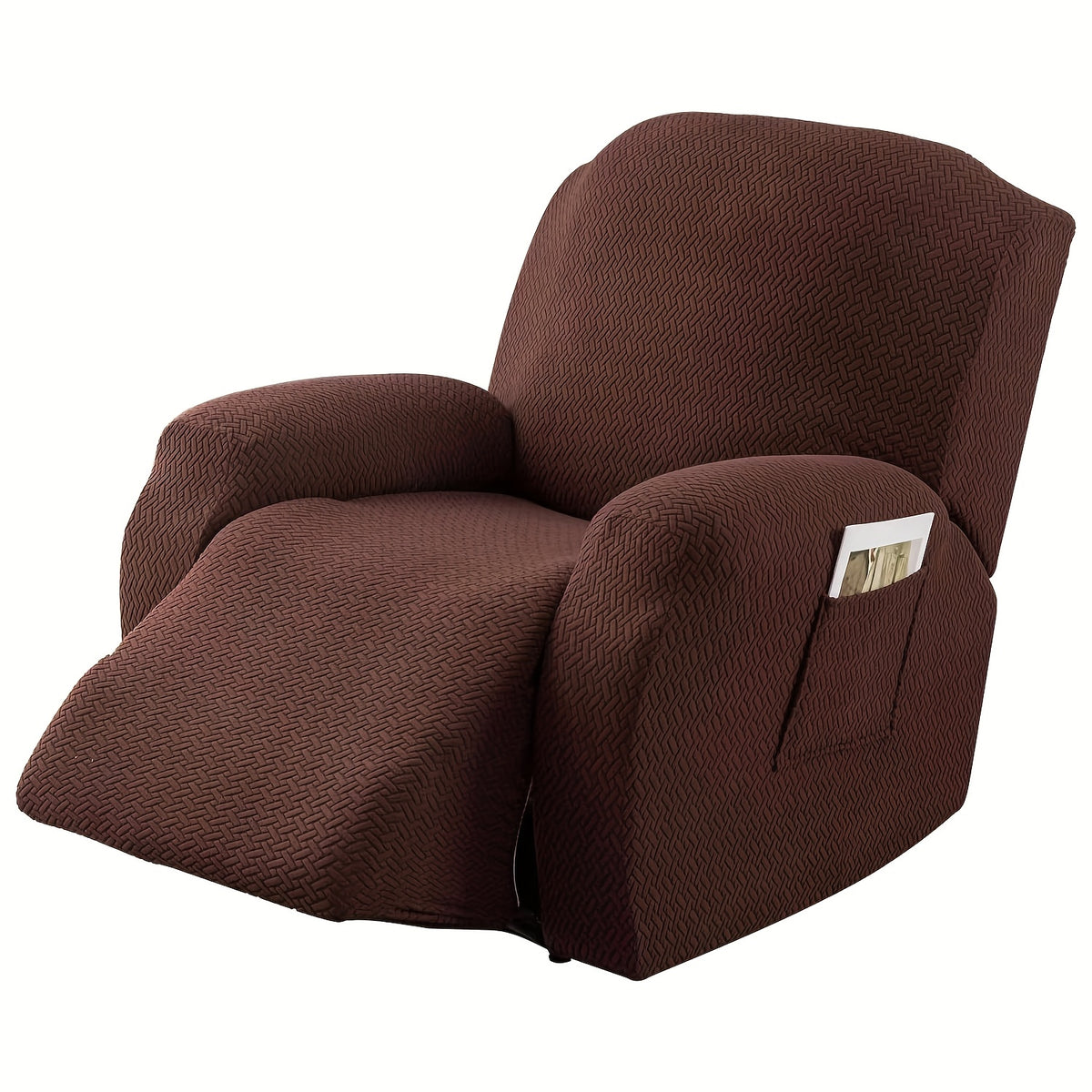 Recliner Sofa Cover 4pcs Set Jacquard Velvet High Elastic with Pocket – Removable Washable Chair & Sofa Protection Cover for Home Hotel, 7 Colors