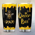 Queen Bee Tumbler 20oz Stainless Steel Insulated Travel Mug with Lid & Straw - Bee Lover Gift for Women Oval Shape