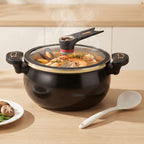 Non-Stick Soup Pot 8.45QT Large Capacity with Twist-Lock Handle Induction Gas Open Fire Universal Stew Pot for Home Restaurant Hotel Black