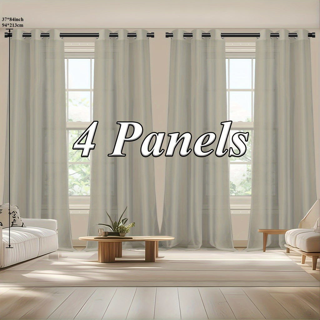 Sheer Curtains Semi Transparent Panels with Top Loop Pleated Header for Bedroom Living Room – Set of 2 or 4, 70-80G Lightweight Fabric, Multiple Sizes & Colors