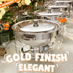 Stainless Steel Chafing Dishes for Buffet Round Food Warmer Set 5-9QT Catering Chafer with Lid for Parties Events Weddings Golden Silver 1 2 4 6 Pack