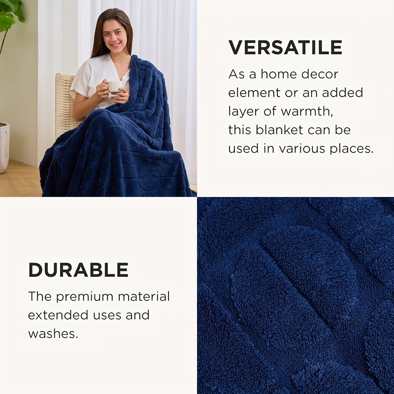 Geometric Pattern Throw Blanket Soft Fluffy Cozy Warm 3D Design Blanket for Couch Sofa Bed Camping Travel Lightweight Flannel Blanket White Blue Grey Multiple Sizes