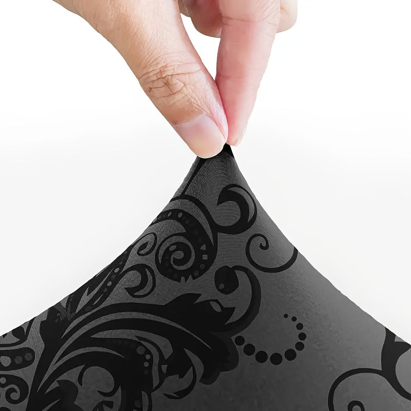 Floral Print Sofa Cover Stretch Elastic Polyester - Artistic Black Floral Pattern Couch Slipcover Machine Washable for 1 2 3 4 Seater Living Room Bedroom Dining Chair