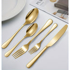 30-Piece Deluxe Golden Stainless Steel Flatware Set with Wooden Gift Box – Mirror Polished Knives, Forks & Spoons for 6 | Wedding, Business & Celebration Gift