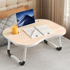 Portable Foldable Laptop Bed Table – Lap Desk with Cup Holder, Tablet & Card Slot, USB Option, for Bed Sofa Floor, Eating Reading Writing, 11 Styles