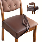 PU Faux Leather Chair & Stool Seat Covers Set of 6 – Wear-Resistant Washable Stretchable Seat Protectors for Home & Restaurant Furniture, Fits Round Stools & Dining Chairs