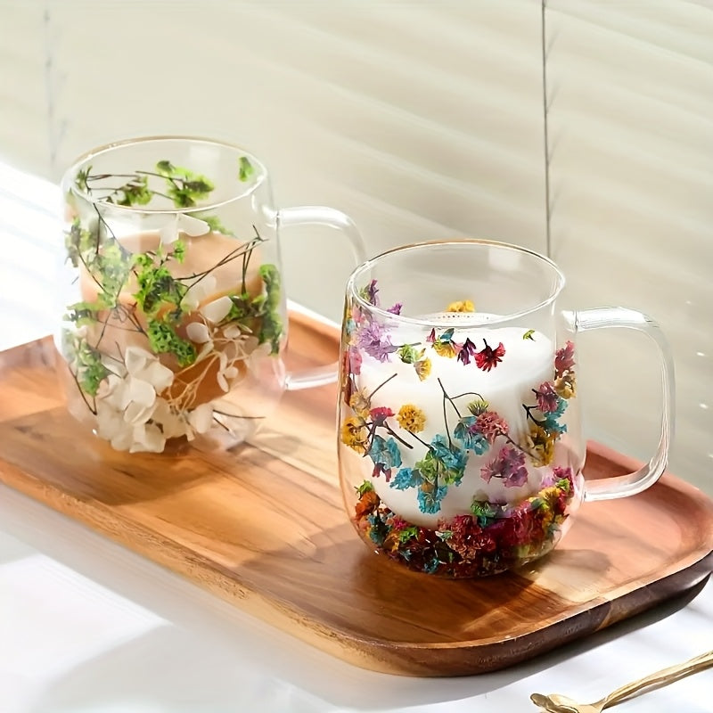 Double Wall Glass Cups Set of 4 - 12oz/350ml Reusable Clear Drinking Glasses for Hot & Cold Beverages, Tea Coffee Milk Juice Water, Home Office Gift