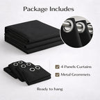 4-Panel Blackout Curtains Set Heat Insulating Noise Reducing Privacy Drapes for Bedroom Living Room Balcony – 6 Sizes 4 Colors