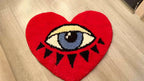 Heart Shaped Plush Bathroom Mat with Eye Pattern - Non-Slip Absorbent Irregular Bath Rug, 20.47" x 24.4", Decorative Bathtub Foot Pad for Valentine's Day, Bedroom & Home Decor