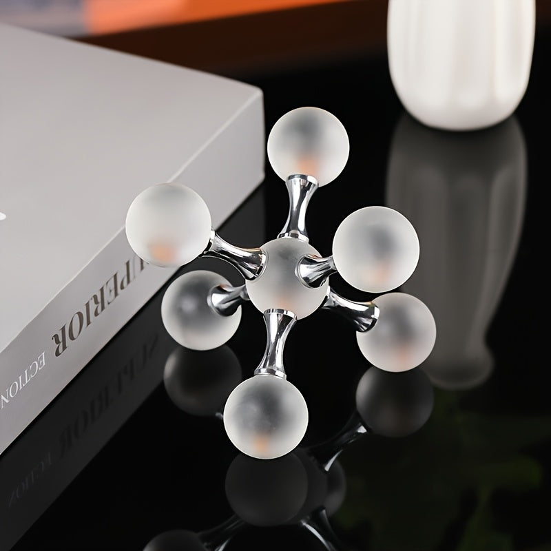 Crystal Molecular Structure Decorative Sculpture - Geometric Desk Decor Ornament for Contemporary Home, Bedroom, Living Room and Office - Modern Art Crystal Craft Decoration
