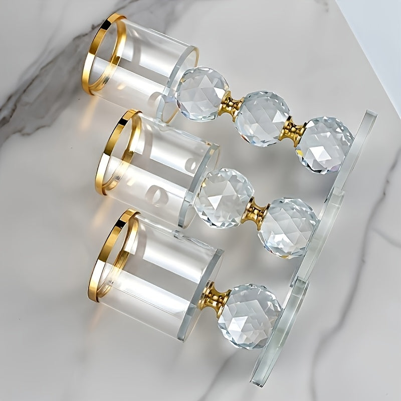 Crystal Candlestick Holders Set of 3 – Polished Romantic Desktop Display for Weddings, Anniversaries, Christmas, Halloween, Easter, Thanksgiving & Valentine’s Day Home Decor