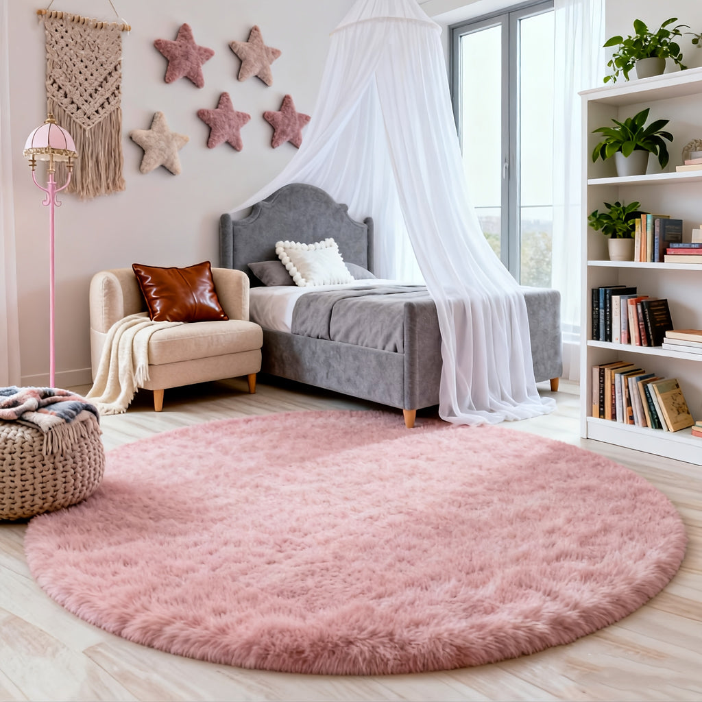 Tie Dye Round Area Rug Soft Plush Shaggy Circle Floor Mat Non-Slip for Living Room Bedroom Dorm – Boho Rainbow & Solid Colors 4x4 5x5 6x6 7x7 8x8 Ft | Home Decor Aesthetic