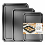 Baking Sheet Pan Set of 3 Heavy Duty Cookie Sheets - Diamond Texture Commercial Grade Steel 13/15/18 Inch, 0.8mm Thick Oven Pans for Baking Cookies, Roasting, Sheet Cake, with Oven Gloves Option