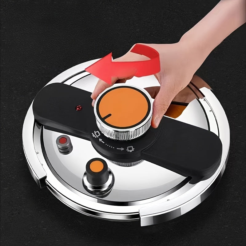Stainless Steel Pressure Cooker Fast Cooking with One-Touch Locking Lid, Safety Valve & Pressure Gauge – Induction & Gas Compatible for Indoor Outdoor Use