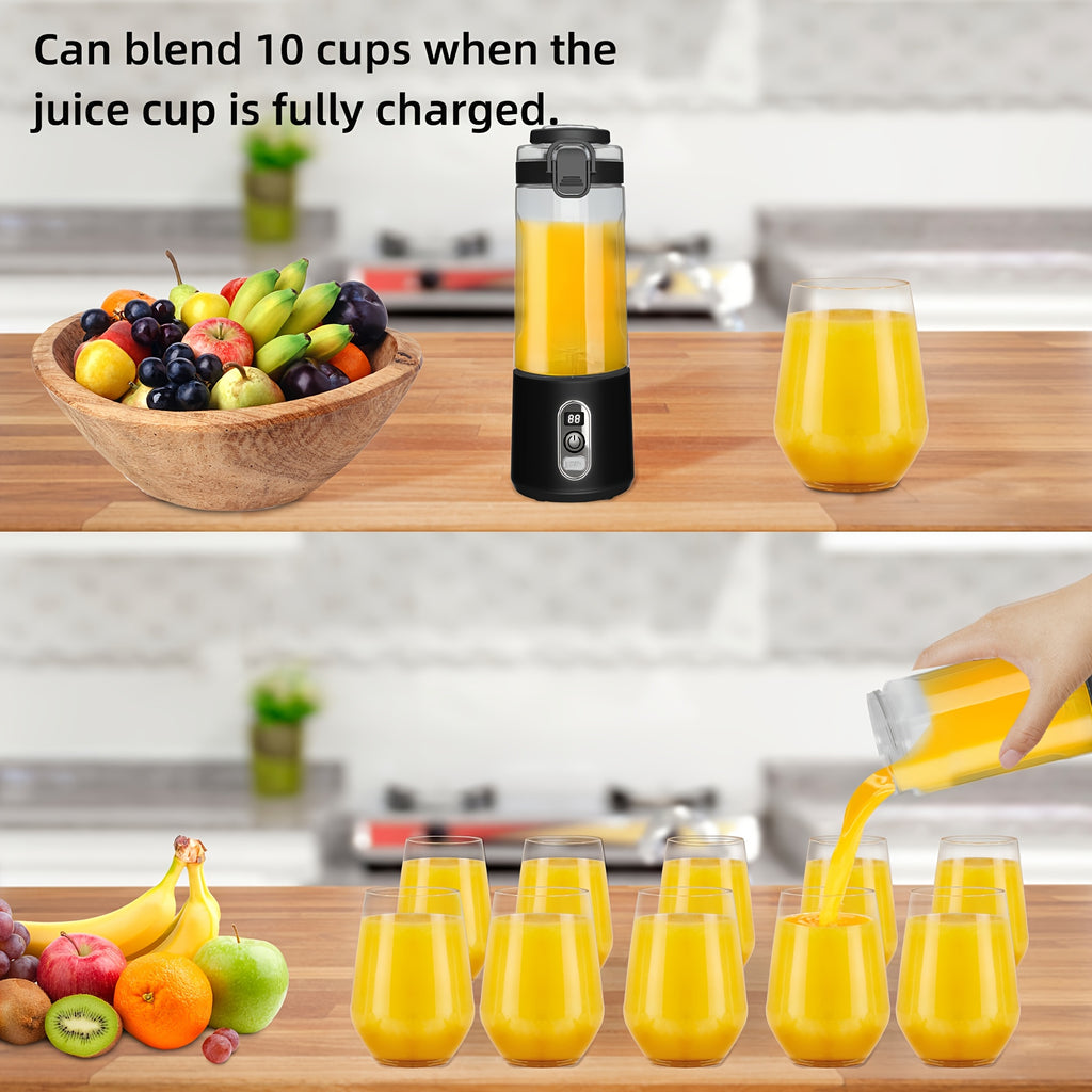 Portable Blender USB-C Rechargeable 6-Blade Stainless Steel – Ice Crush Smoothie Maker with Digital Timer, Battery Display & No-Spill Lid for Gym, Travel & Protein Shakes, Pink or White