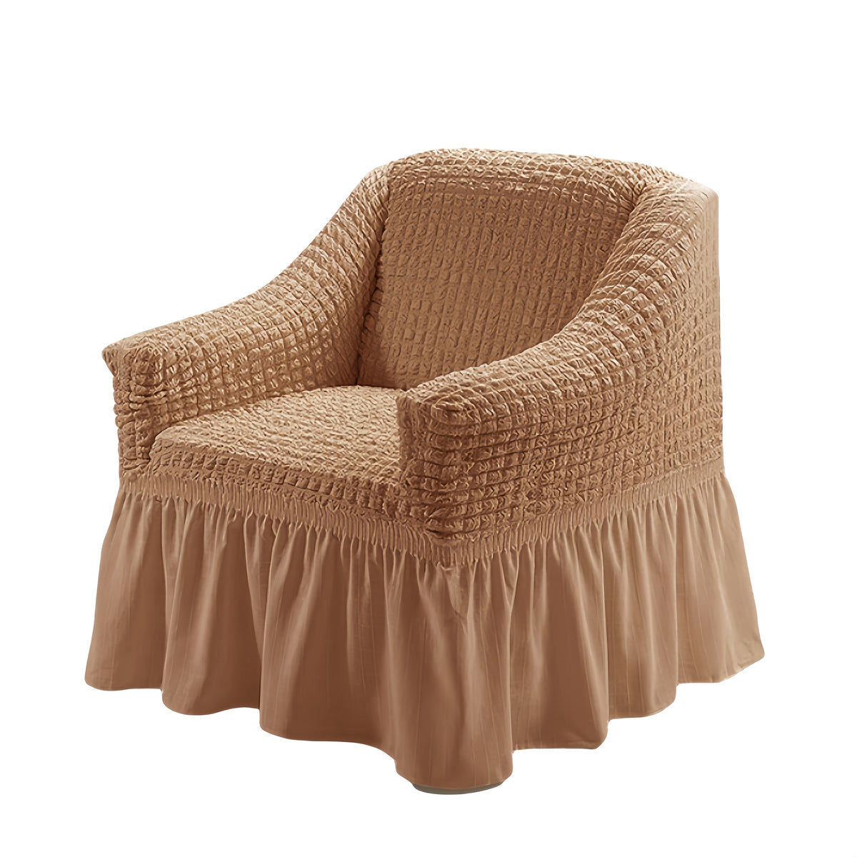 Seersucker Sofa Cover All-In-One Stretch Slipcover – Elastic Band Polyester Spandex Machine Washable Couch Protector for Armchair Loveseat 1 2 3 4 Seater Solid Color