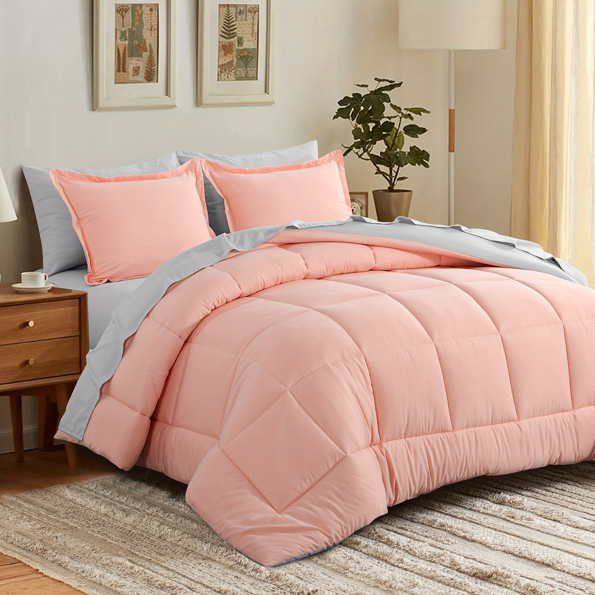Bed in a Bag Queen 7 Piece Fluffy Comforter Set – Ultra-Soft Microfiber Bedding with Comforter, Fitted Sheet, Flat Sheet & 4 Pillowcases, Hypoallergenic Breathable All Season Bedding Gift for Her