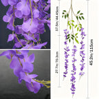Artificial Wisteria Vine Garland 24 Pack 90 Feet Fake Hanging Flower String Purple Silk Floral Decor for Wedding Backdrop Party Ceiling Home Living Room Bedroom Outdoor Garden Boho Decor Bulk