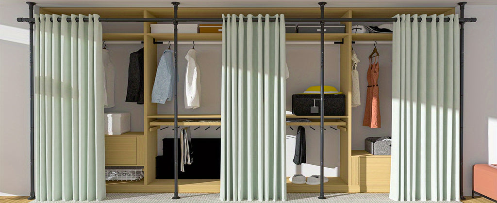 Adjustable Tension Room Divider Curtain Rod – No Drilling, 28–171" Wide, 4–10 ft Floor-to-Ceiling, Heavy Duty, Black & White (Curtains Not Included)