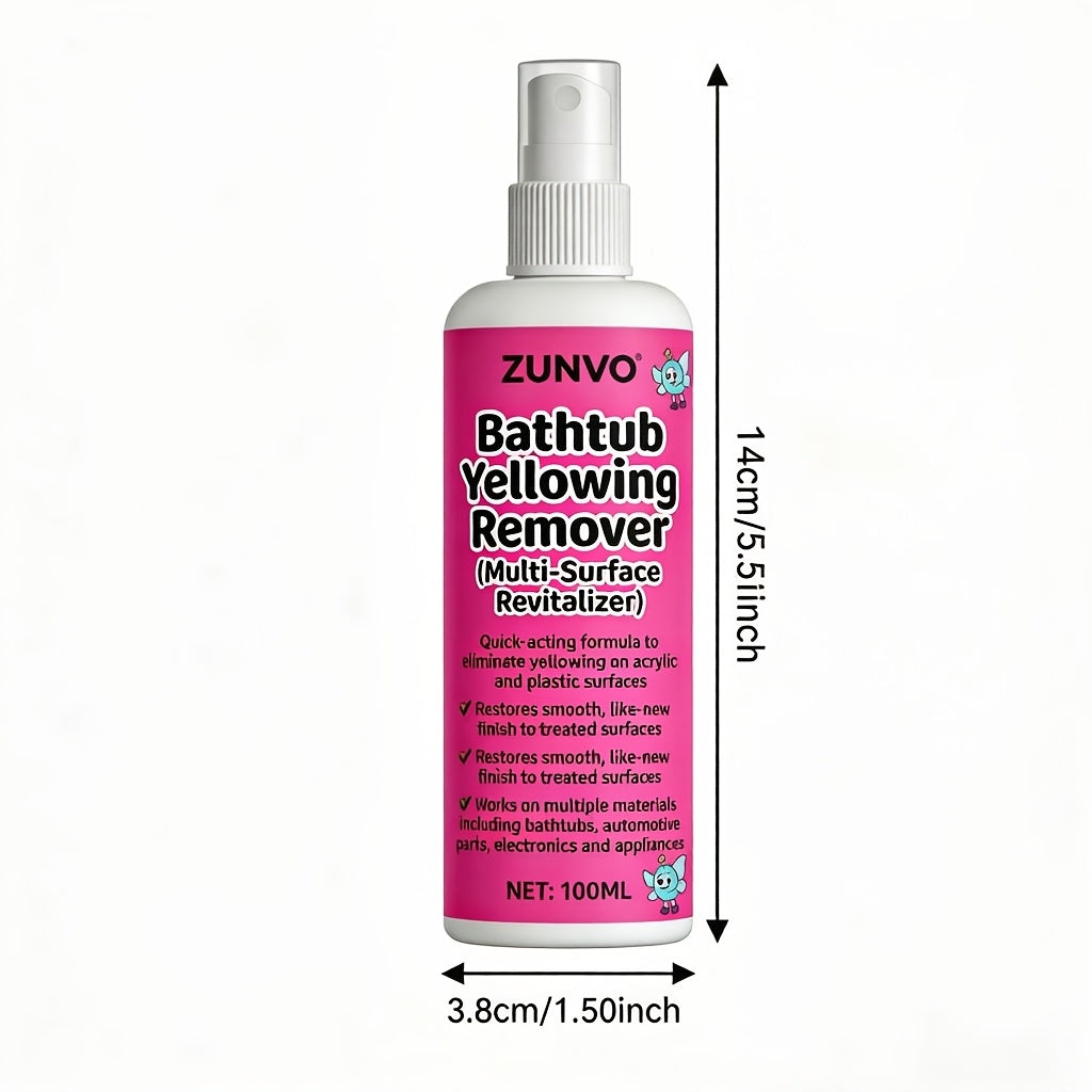 Bathtub De-Yellowing Spray Cleaner 3.38oz Quick-Acting Acrylic Plastic Restorer – Multipurpose Whitening Spray for Bathtub Car Home Appliances