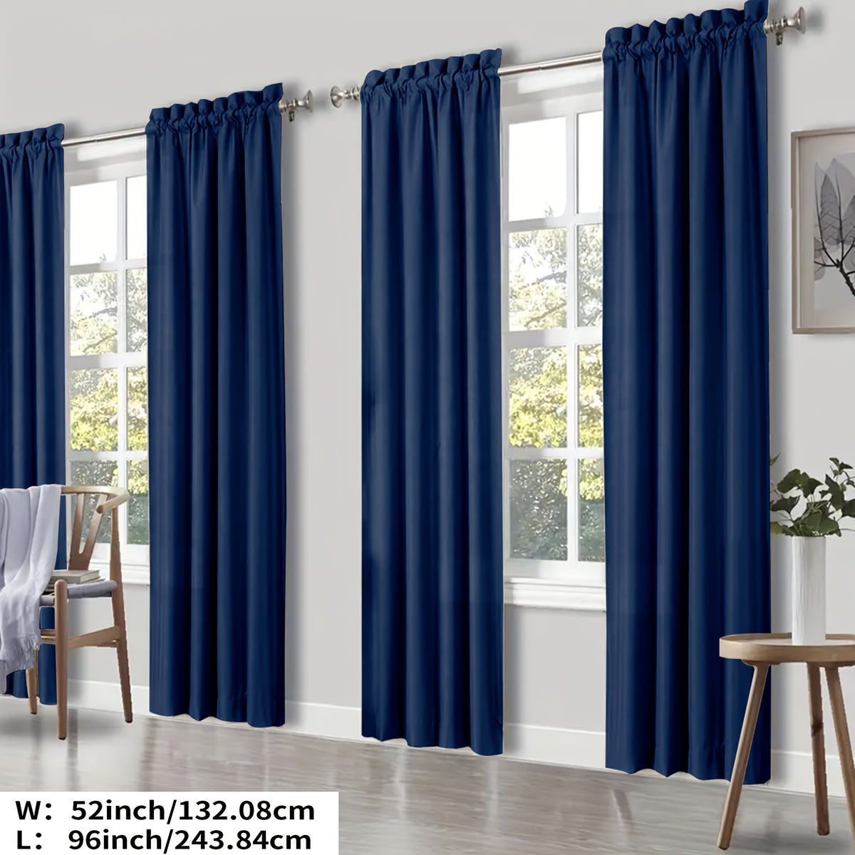 100% Blackout Curtains Rod Pocket 4 Panels - Thermal Insulated Energy Saving Drapes for Bedroom Living Room, 38" & 52" Wide 54"–108" Long, 7 Colors