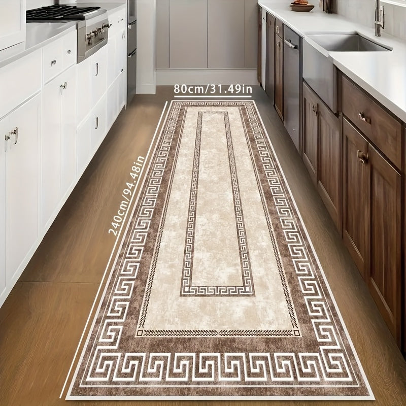 French Style Corridor Runner Rug Washable Soft Non-Slip Long Hallway Carpet for Living Room Kitchen Bedroom Entrance Multiple Lengths