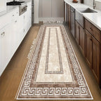 French Style Corridor Runner Rug Washable Soft Non-Slip Long Hallway Carpet for Living Room Kitchen Bedroom Entrance Multiple Lengths