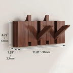 Wall-Mounted Coat Rack Natural Wood – Accordion Hook Rack for Entryway, 4/6/8/10 Hooks, Walnut & Beech Finish, Space-Saving Coat Hanger for Bedroom, Bathroom, Hallway
