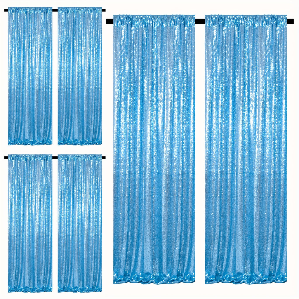 Sequin Backdrop Curtains – Glitter Party & Wedding Background Panels, 2ft×8ft per Panel, 4/6/8 Panel Sets, 29 Colors for Birthday, Stage, Bridal & Event Decor
