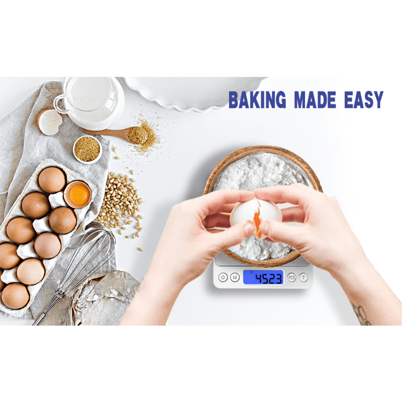 Digital Kitchen Scale 3000g 0.1g Accuracy - Pocket Food Scale with 6 Measurement Modes LCD Display and Tare Function - Compact Nutrition Scale for Cooking Baking Coffee and Meal Prep
